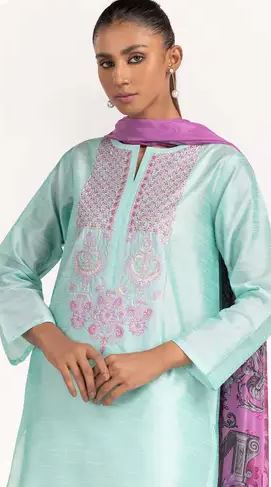 3PC Rawsilk Embroidered Suit